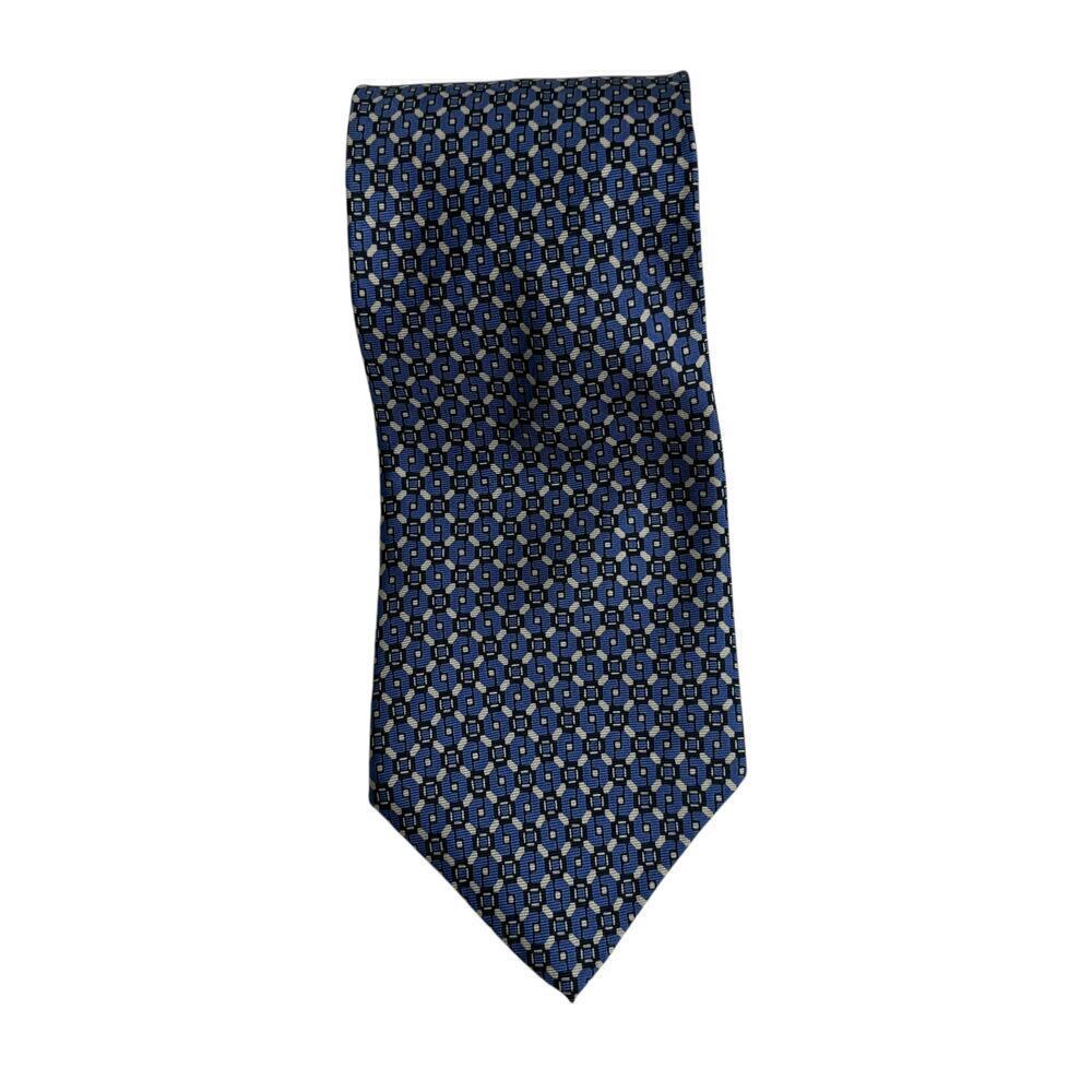 Christian Dior Printed Silk Tie Blue